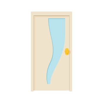 Closed door icon, cartoon style vector