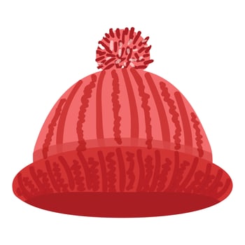 Red winter headwear icon cartoon vector. Hat scarf vector