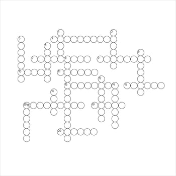 Blank crossword puzzle grid, empty template round circles to fill in for riddle, educational or leisure game, ready to be used for making any word puzzle vector