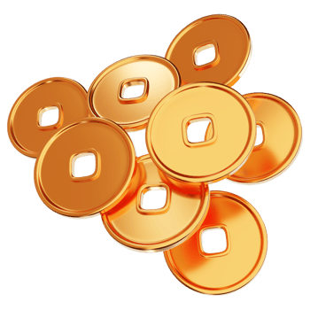 Chinese traditional coin icon 3D illustration png