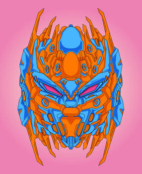 Warrior robot head vector illustration