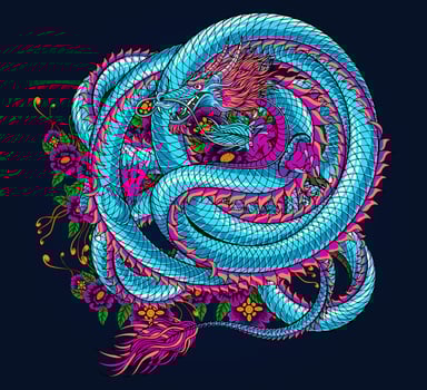 Traditional asian dragon art decoration premium illustration design vector
