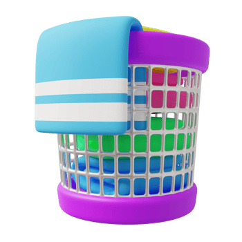 basket full of laundry 3d illustration png