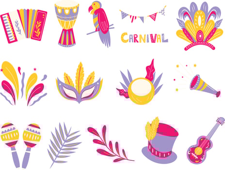 Festive brazilian carnival illustration set vector