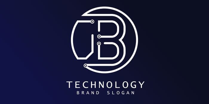 Technology logo with B letter in creative design premium vector