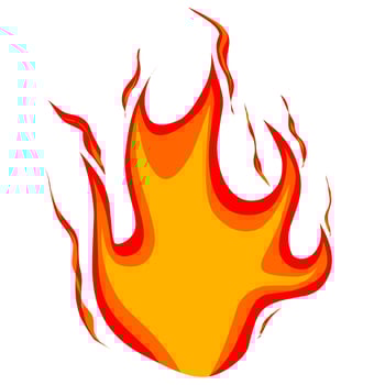 Fiery fire logo vector icon on a white background. The fire is red. Great for hot, fury, fire logos.