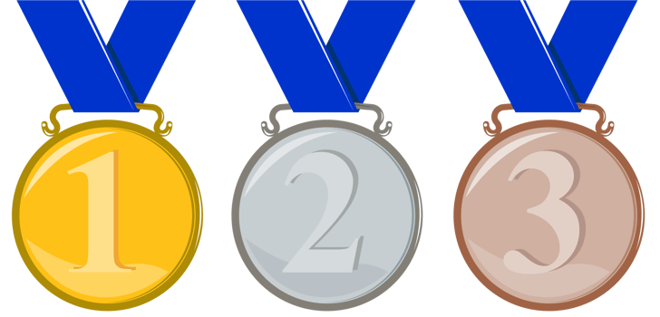 gold silver bronze Medals With Ribbon png