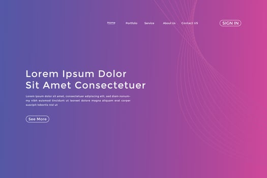 Abstract line wave gradient landing page. Modern colorful wavy line abstract landing page vector