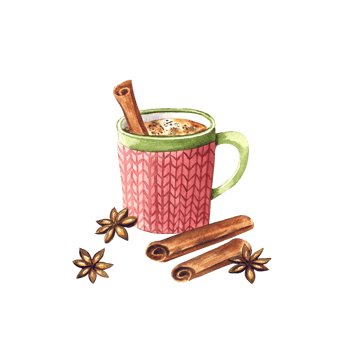Watercolor mug with cookies and spicy png