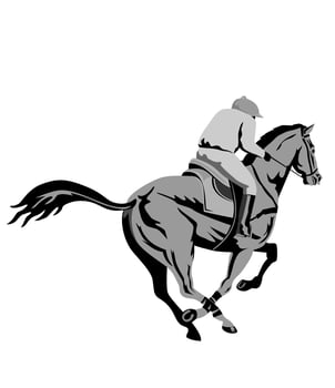 Jockey and Horse Racing Viewed from Rear WPA Style vector