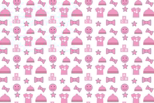 Seamless baby pattern decoration with pink toy elements vector for backdrops. Abstract childish pattern design for book covers, wallpapers, and backgrounds. Endless pattern vector with baby toys.