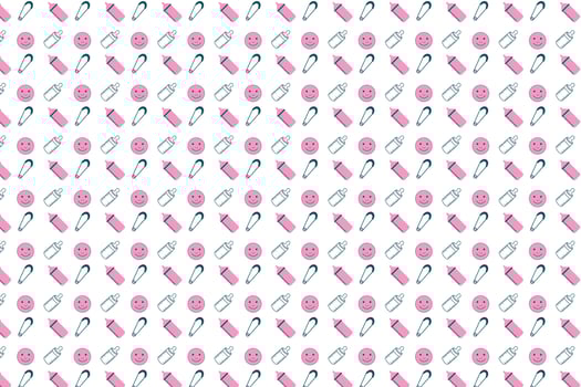 Endless baby pattern background design for backdrops, wallpapers, and book covers. Seamless childish pattern decoration with smiling faces and baby feeder icons. Abstract kid's pattern vector. vector