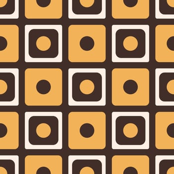 Colorful geometric pattern. Modern vintage brown small geometric square circle random shape seamless pattern background. Use for fabric, interior decoration elements, upholstery, wrapping. vector