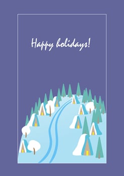 Christmas card Happy holidays lovely winter landscape cartoon design vector