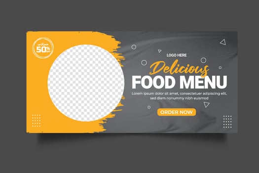 Food web banner food advertising discount sale offer template social media food cover post design vector