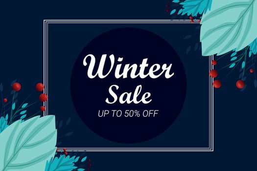 Hand drawn flat winter sale banner vector illustration