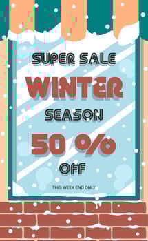 winter super sale on the window, for posters, banners, flyers, templates and others. vector