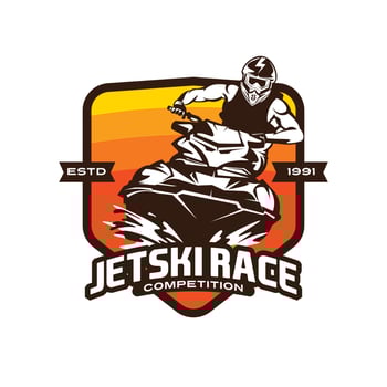 Jet ski Water sport vector illustration logo design, perfect for club team logo and tshirt design