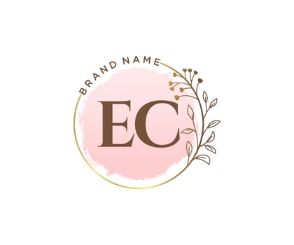 Initial EC feminine logo. Usable for Nature, Salon, Spa, Cosmetic and Beauty Logos. Flat Vector Logo Design Template Element.