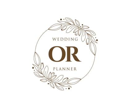 OR Initials letter Wedding monogram logos collection, hand drawn modern minimalistic and floral templates for Invitation cards, Save the Date, elegant identity for restaurant, boutique, cafe in vector
