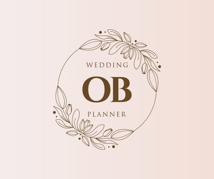 OB Initials letter Wedding monogram logos collection, hand drawn modern minimalistic and floral templates for Invitation cards, Save the Date, elegant identity for restaurant, boutique, cafe in vector