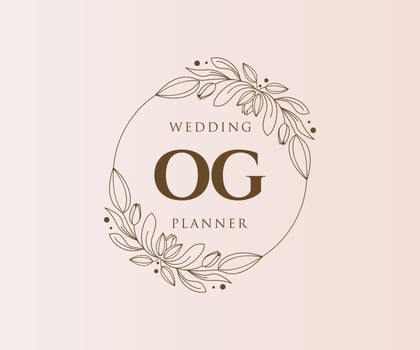 OG Initials letter Wedding monogram logos collection, hand drawn modern minimalistic and floral templates for Invitation cards, Save the Date, elegant identity for restaurant, boutique, cafe in vector