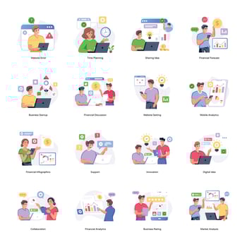 Flat Illustrations of Business and Finance vector