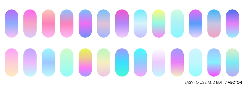 Collection of colorful modern gradient background for graphic design. Color gradient palette in the form of circles. vector