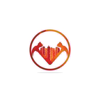 Construction logo template, suitable for construction company brand. Home repair logo. House Real Estate logo. Construction Building Logo. Tools icon. Repairs house sign vector