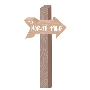 Vector illustration of Wooden arrow North Pole Sign