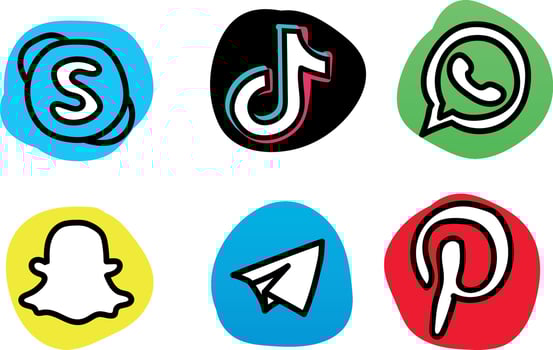 Hand drawn social media logos vector