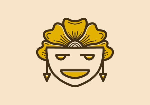 Vintage art illustration of the face with flower hair vector