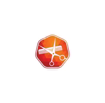 Logo for barbershop, hair salon. Scissors icon barbershop logo sign. Scissor comb barbershop logo design. vector