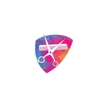 Logo for barbershop, hair salon. Scissors icon barbershop logo sign. Scissor comb barbershop logo design. vector