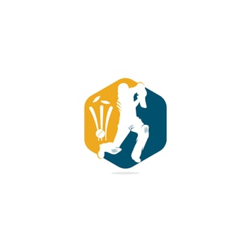 Batsman playing cricket. Cricket competition logo. Stylized cricketer character for website design. Cricket championship. vector