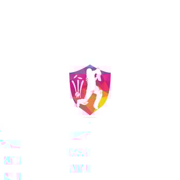 Batsman playing cricket. Cricket competition logo. Stylized cricketer character for website design. Cricket championship. vector