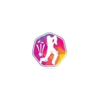 Batsman playing cricket. Cricket competition logo. Stylized cricketer character for website design. Cricket championship. vector