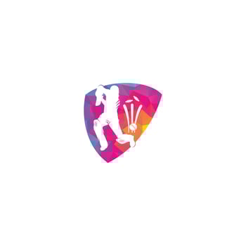 Batsman playing cricket. Cricket competition logo. Stylized cricketer character for website design. Cricket championship. vector
