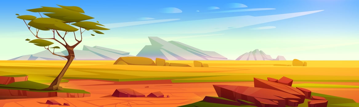 African savannah landscape, wild nature of Africa vector