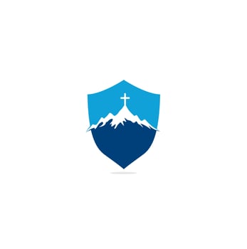 church logo designs with mountain, minimalist logo. People church vector heart shape concept logo design template. Church and Christian organization logo.