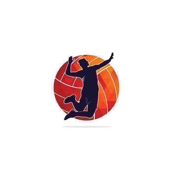 volleyball player logo.Abstract volleyball player jumping from a splash. Volleyball player serving ball. vector