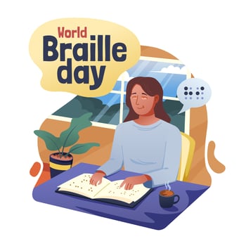 Woman with Her Braile Book vector