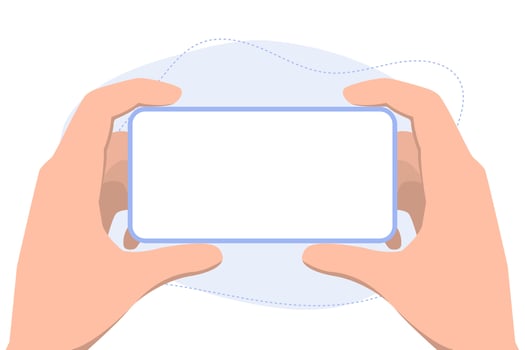 UI of a frameless phone that is held in the hands vector