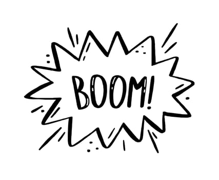 Illustration of explosion and smoke for comics. Retro design element. Vector doodle illustration