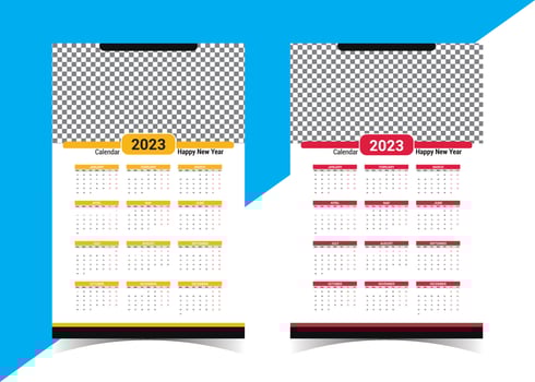 Calendar template 2023 set. Color english square calender collection vector