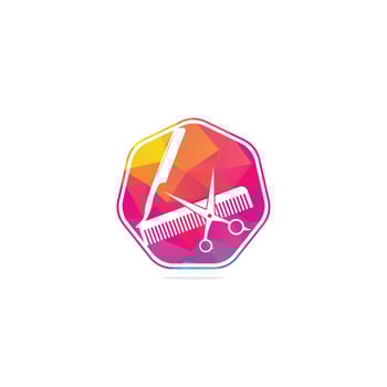 Logo for barbershop, hair salon. Scissors icon barbershop logo sign. Scissors, comb and razor, barber icon and logo. vector