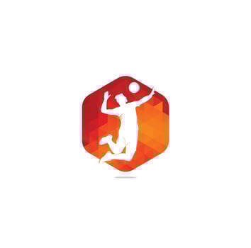 volleyball player logo.Abstract volleyball player jumping from a splash. Volleyball player serving ball. vector