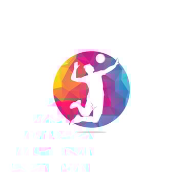 volleyball player logo.Abstract volleyball player jumping from a splash. Volleyball player serving ball. vector
