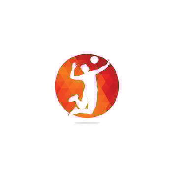 Volleyball player bulb shape concept logo. Abstract volleyball player jumping from a splash. Volleyball player serving ball. vector
