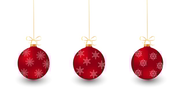 Holiday Christmas Toy for Fir Tree. Set of Christmas  red balls with snowflake on white background. Vector illustration